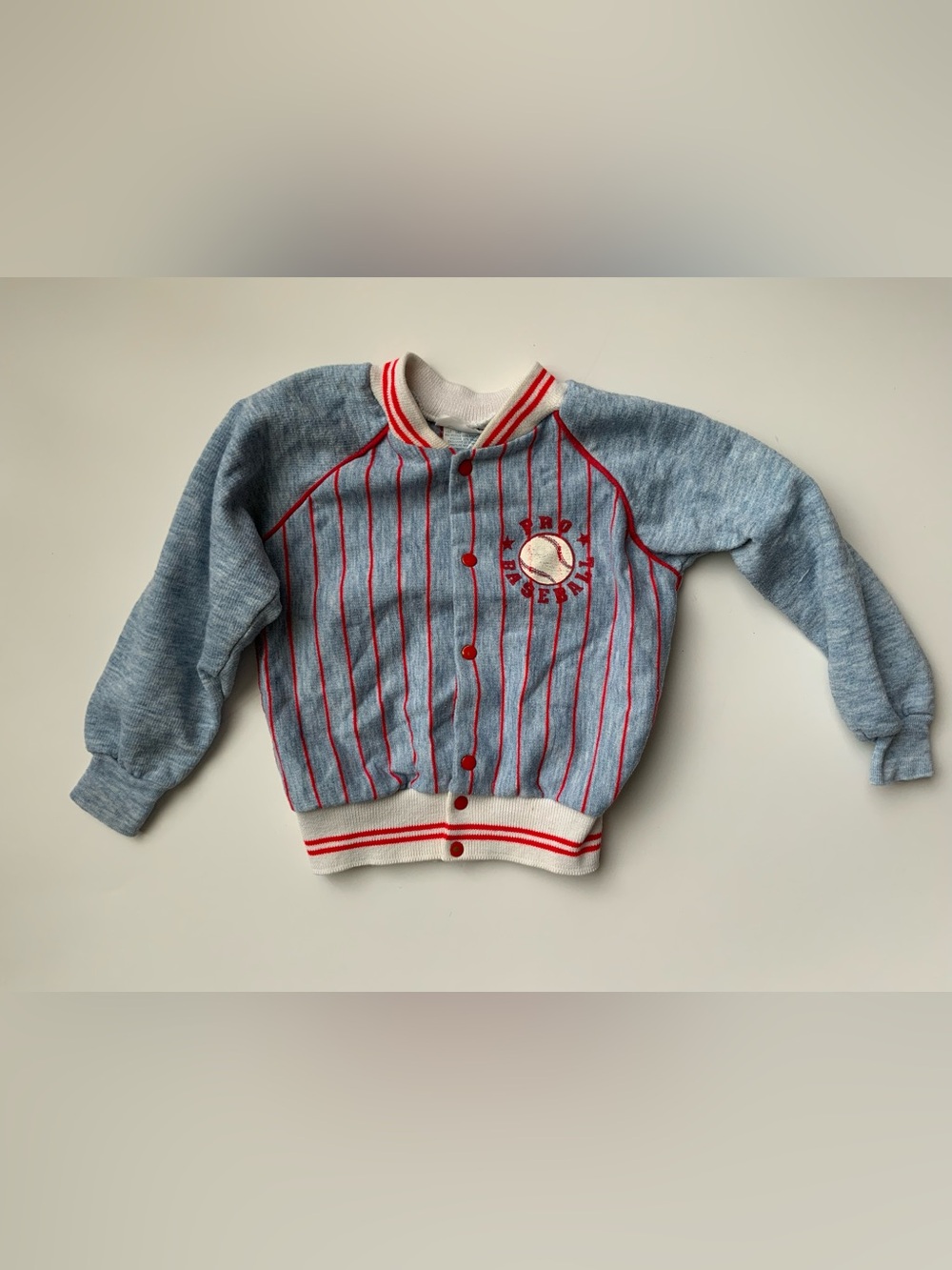 Vintage 80s Kids Blue & Red Baseball-Style Jacket